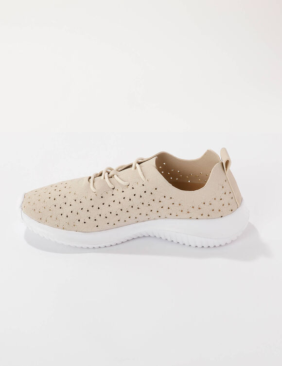 Soepele sneakers met ajour (beige)