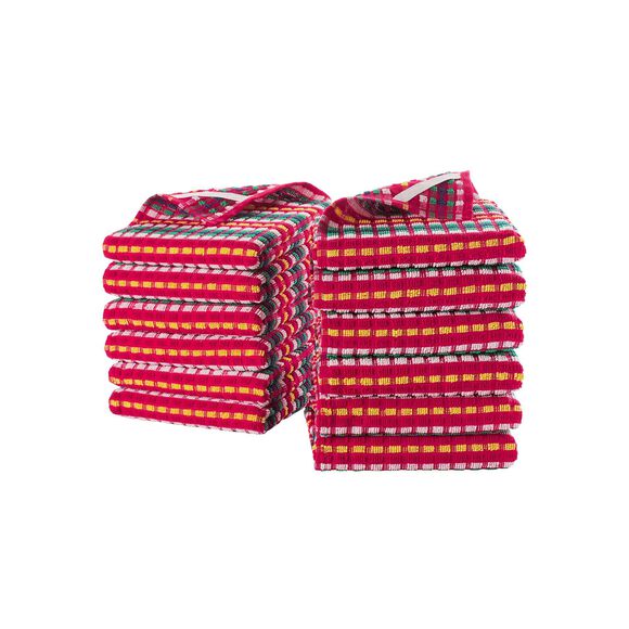 Handdoek in badstof, groot formaat, met rode fond - Sets (rood)
