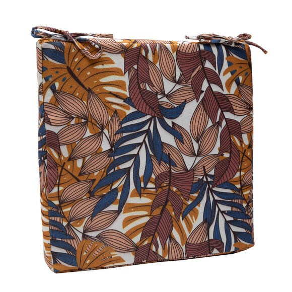 Stoelkussentje met bladerenprint - set van 2 (veelkleurig)