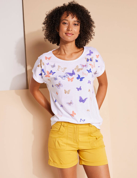 Short à revers, stretch (safran)