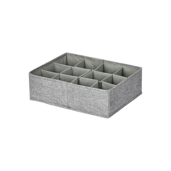 Grijze stof ladeorganizer met 12 vakken (grijs)