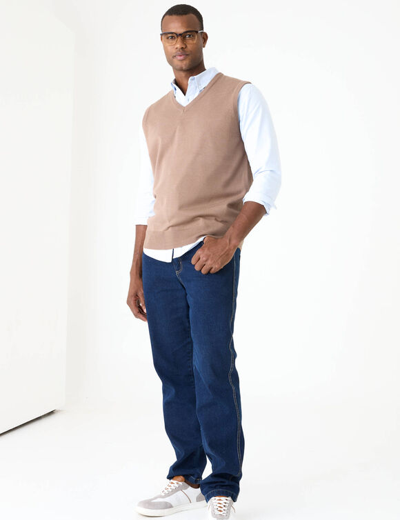 D&eacute;bardeur col V (marron glac&eacute;)