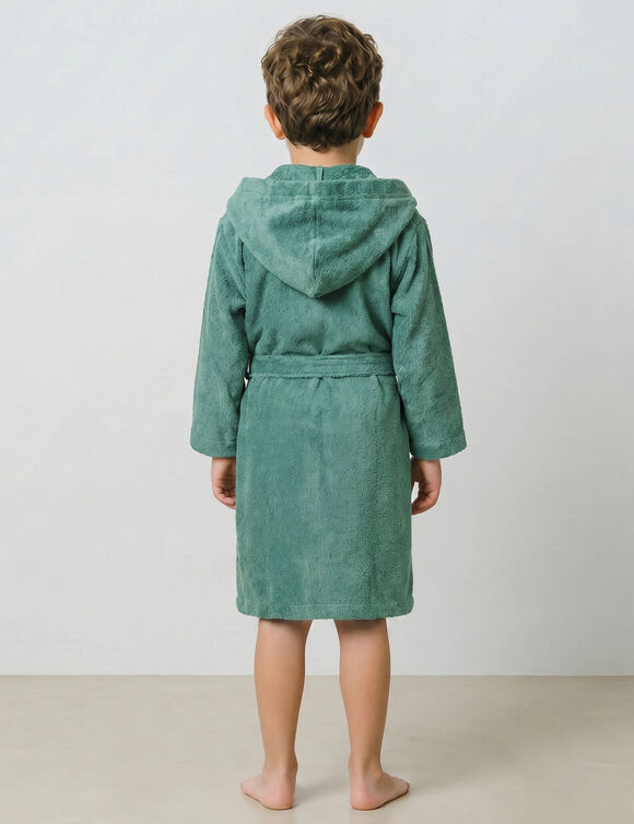 Kinderbadjas met capuchon - lusjesbadstof 340 g/m&sup2; (eucalyptus)