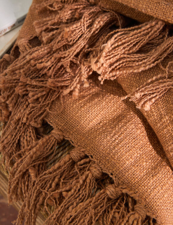 Effen plaid in getextureerd katoen  (karamel)