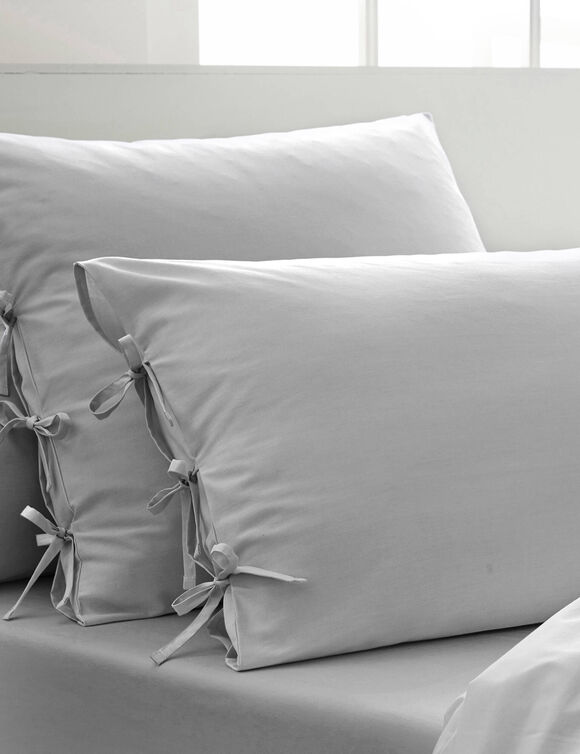 Linge de lit uni - percale de coton 72 fils/cm&sup2; (gris perle)
