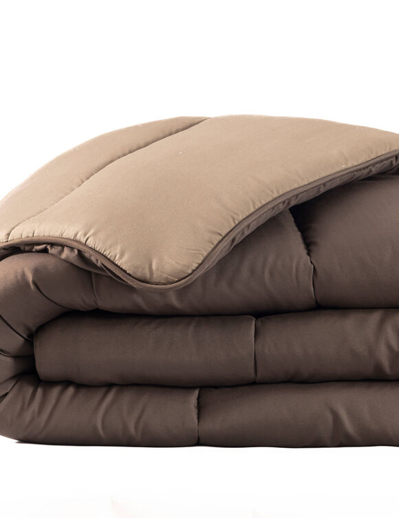 Tweekleurig dekbed van 350 g/m&sup2; microvezel (chocolade / karamel)