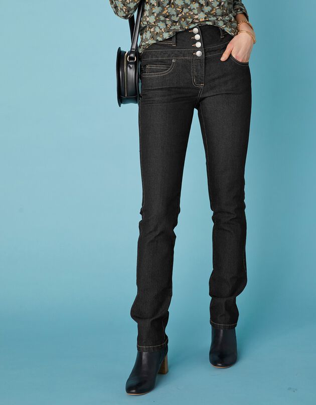 Jean droit taille haute - petite stature (black)