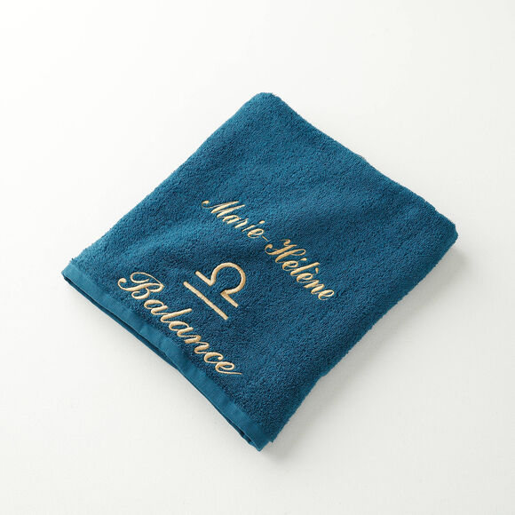 Serviettes de bain brodées Balance personnalisable - 420g/m2 (bleu paon)