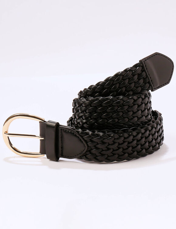 Ceinture tress&eacute;e boucle ovale (noir)