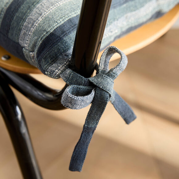 Gestreept stoelkussentje - set van 2 (marineblauw)