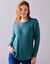 Trui in patenttricot met uitlopend model met zachte touch (saliegroen)