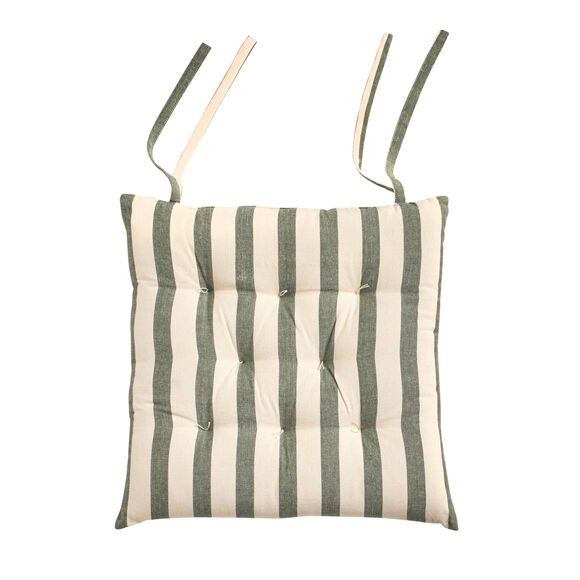 Vierkant, gestreept stoelkussentje - set van 2 (eucalyptus)
