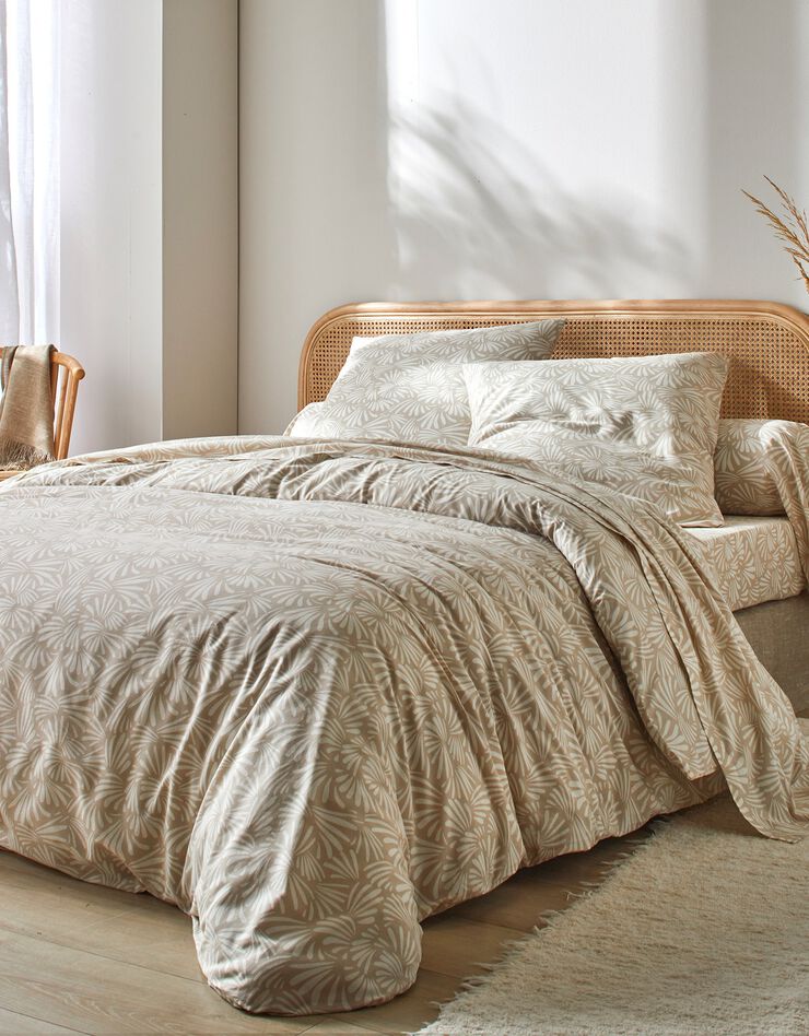Bedlinnen Vick in katoen met grafisch eprint (beige)