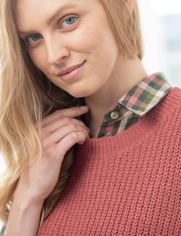 Pull sans manches, forme boite (bois de rose)
