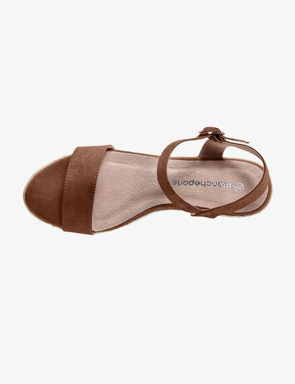 Sandales compensées talon corde (beige foncé)