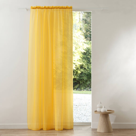 Effen voilegordijn met fronsgalon (geel)