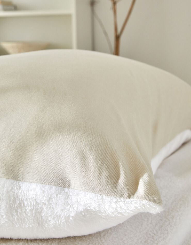 Omkeerbaar bedlinnen in jerseyfleece met pluchetouch (zandkleur)