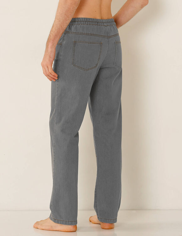 Pantalon denim léger élastiqué (gris)