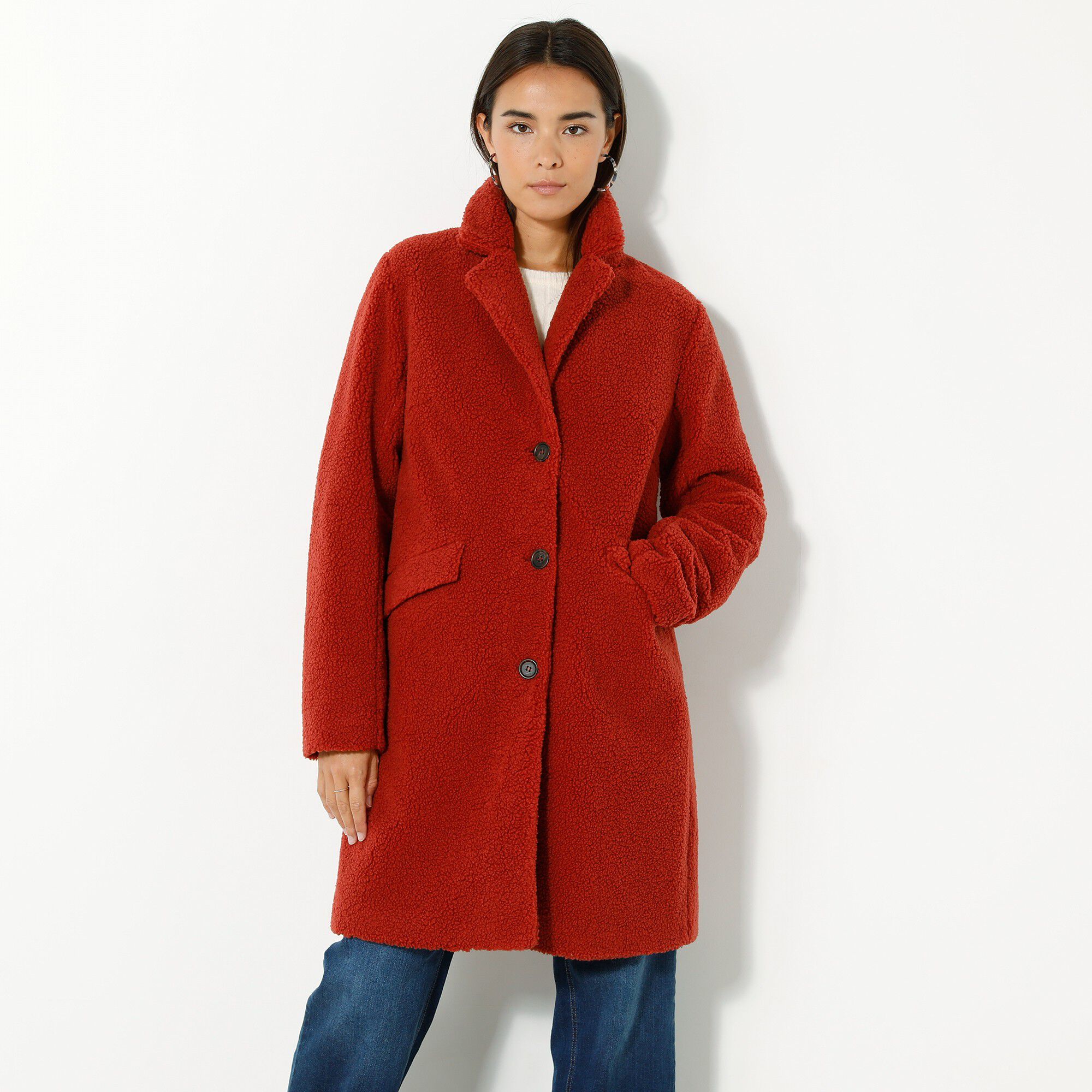 Manteau femme sale hiver blanche porte