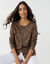 Cardigan boutonn&eacute; imprim&eacute; l&eacute;opard  (taupe / noir)