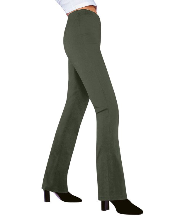 Effen bootcut legging, elastische taille (kaki)