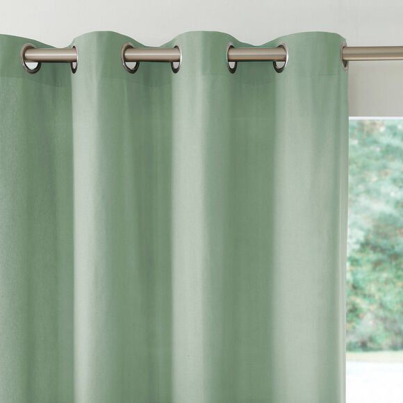 Rideau bachette uni tamisant oeillets (vert amande)