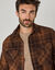 Overshirt met knopen van zware geruite flanel (lichtbruin)
