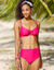 Slip de bain taille haute ceinture modulable Solaro (framboise)