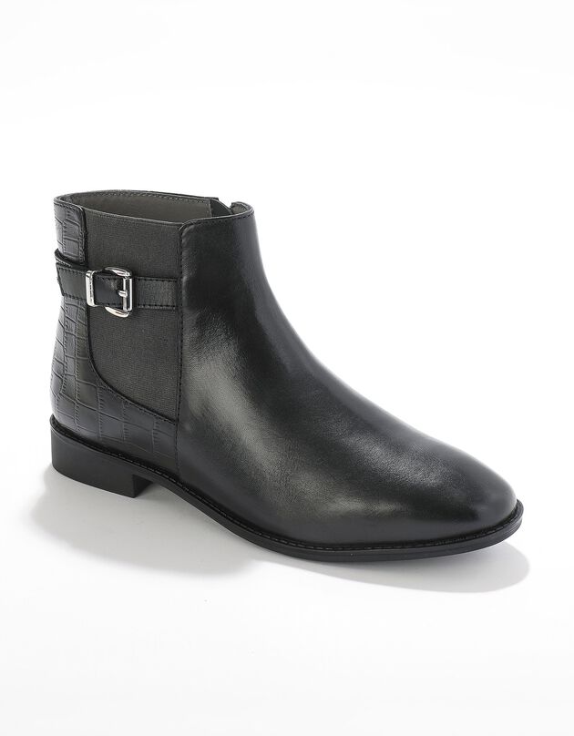Boots cuir bi-matière (noir)