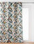 Gordijn met bladerenprint (wit / blauw)