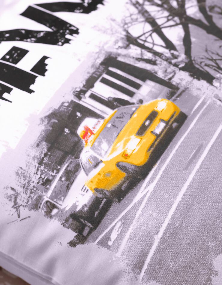 Linge de lit enfant Drive - polycoton imprimé taxis new-yorkais (gris)