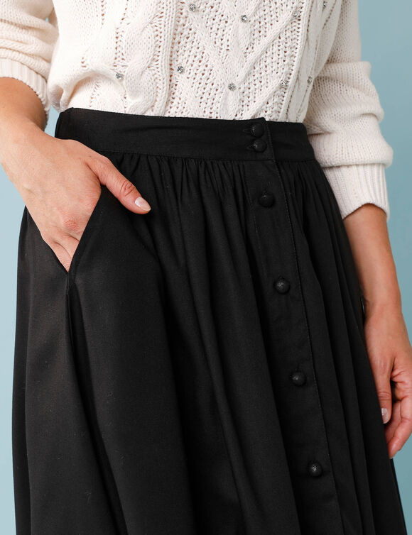 Jupe longue spécial Petites boutonnée (noir)