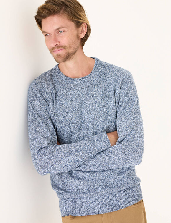 Pull coton moulin&eacute; col rond  (bleu moulin&eacute;)