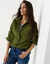 Chemise droite en velours milleraie (vert tilleul)