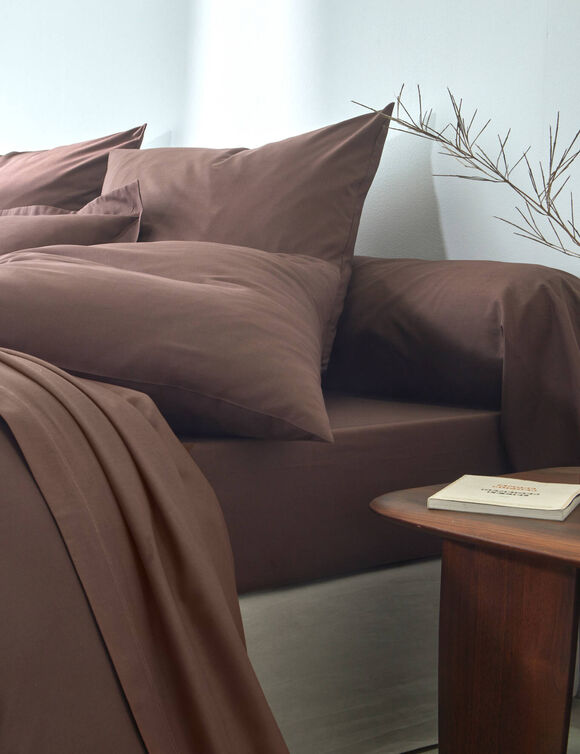 Linge de lit uni coton  (chocolat)