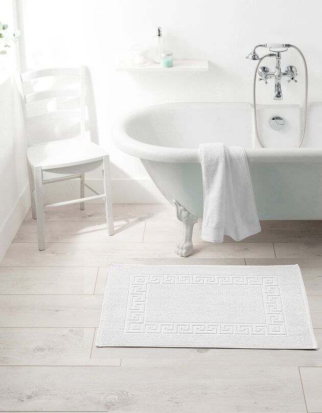 Tapis de bain éponge liteau motif frise grecque (blanc)