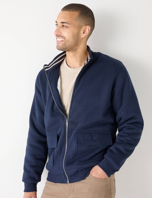 Blouson met rits en opstaande kraag, in molton met sherpavoering (marine)