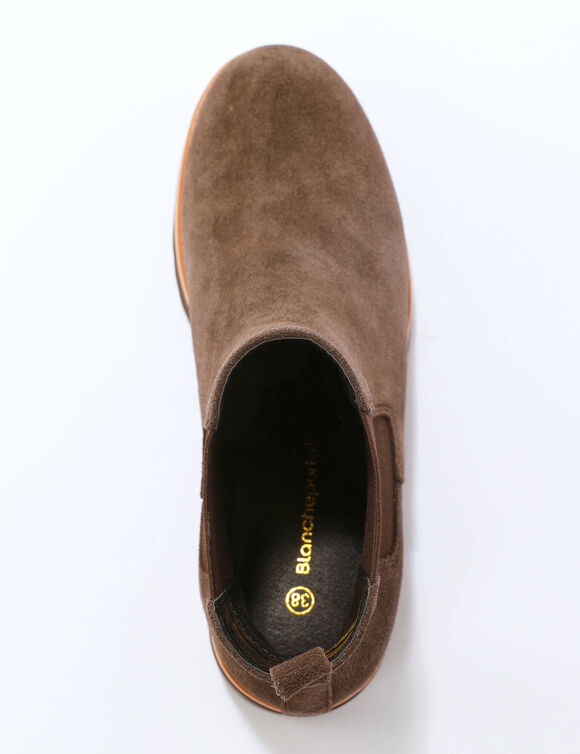 Boots chelsea cro&ucirc;te de cuir, semelle crant&eacute;e &eacute;paisse (chocolat)