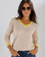 Pull col V bicolore (beige / geel)