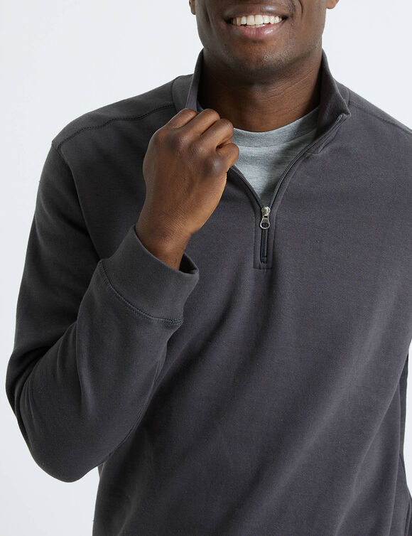 Sweat molleton col camionneur zippé (anthracite chiné)