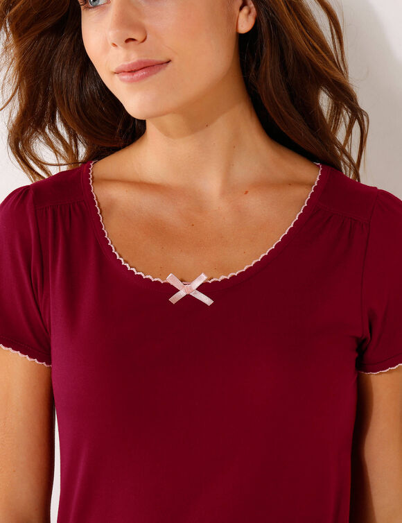 T-shirt imprimé fleurs - manches courtes (cerise)