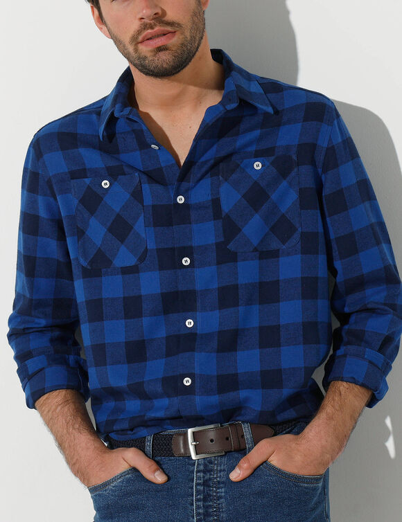 Hemd in flanel met Schotse ruiten (blauw / marine)