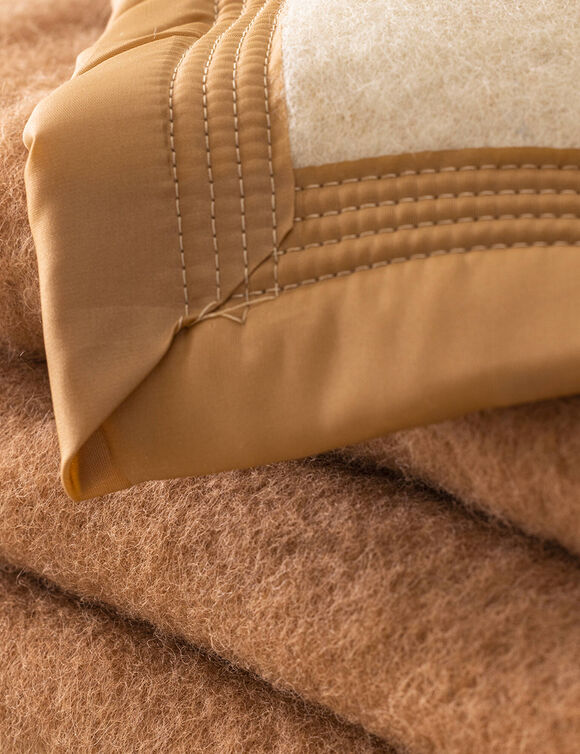 Couverture bicolore pure laine 800 g/m² (chamois)