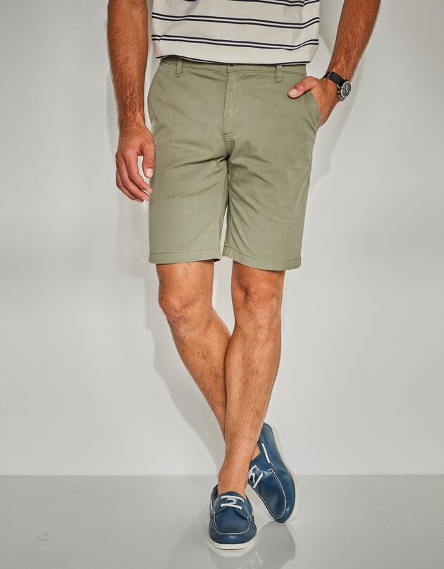 Bermuda in rekbare chino keperstof (lichtkaki)