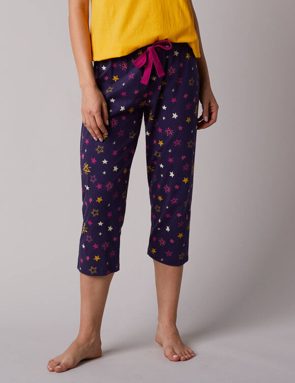 3/4-pyjamabroek met sterrenprint Estrella - katoen (marine)