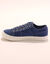 Sneakers met veters, verwassen canvas met sierstiksel (blauw)