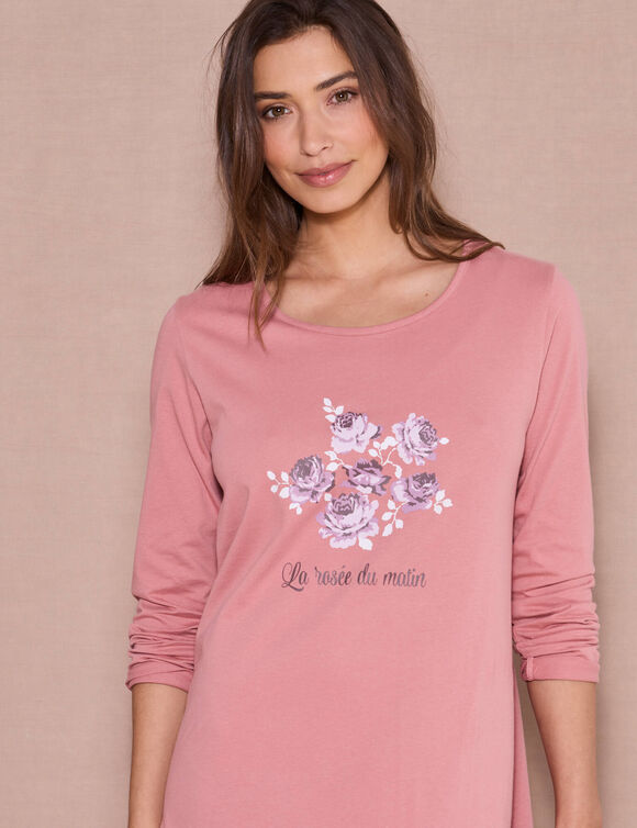 Kort nachthemd met lange mouwen (roze)