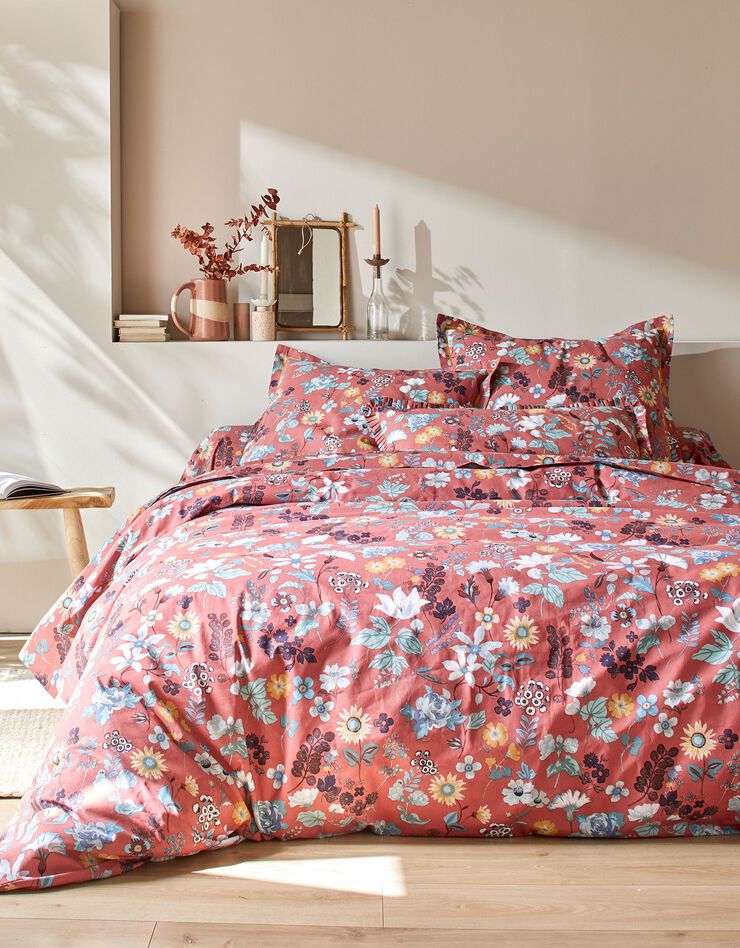 Bedlinnen Kelly in katoen met bloemenprint (rozenhout)