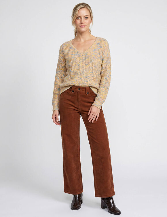 Pantalon large droit, velours c&ocirc;tel&eacute; (caramel)