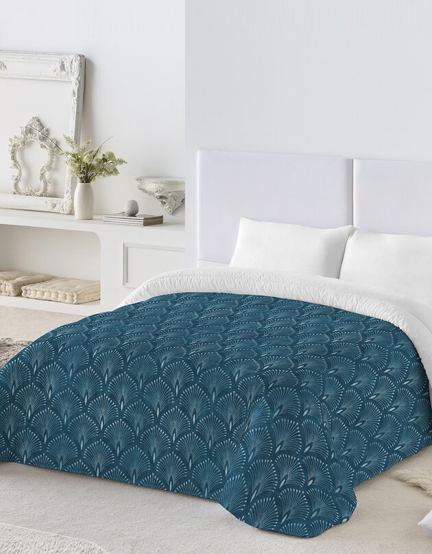 Couette microfibre imprimée palmito 1 ou 2 personnes - 200g/m2 (bleu)
